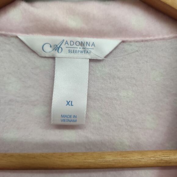 Adonna Long Sleeve 2-pc. Pant Pajama Set XL Pink White Polka Dot - Picture 3 of 14